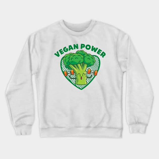 Vegan Power Broccoli Gym Green Vegetable Crewneck Sweatshirt by DMS DESIGN